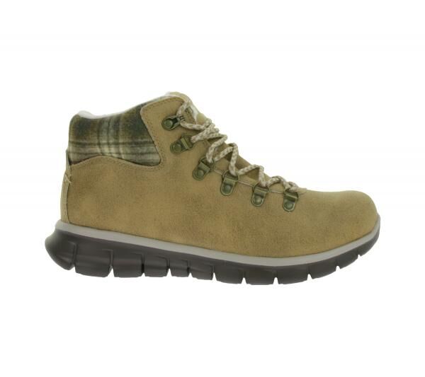 Water-repellent SKECHERS Synergy Plaid Mood Women's Ankle Boots with Warm Tech Memory Foam and Scotchgard Coating Winter Shoes 167939-C
