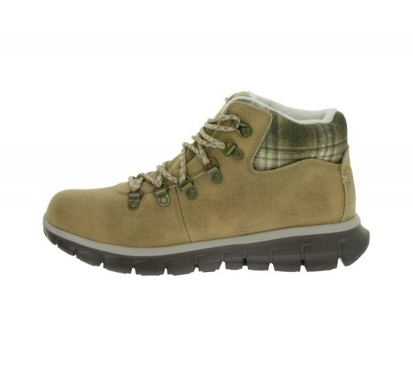 Water-repellent SKECHERS Synergy Plaid Mood Women's Ankle Boots with Warm Tech Memory Foam and Scotchgard Coating Winter Shoes 167939-C