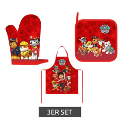 3-teiliges nickelodeon PAW PATROL Schürzen-Set mit Handschuh, Schürze und Untersetzer aus reiner Baumwolle **B-Ware – geprüft & funkti