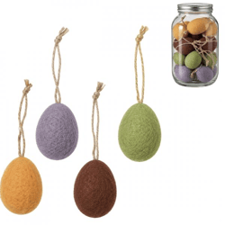 Boltze Osterei-Anhänger „Eimund“ aus Wolle, 5 cm, 4er-Set in verschiedenen Farben