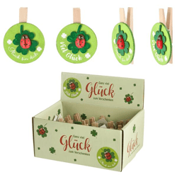 Bastelklammern / Holzklammer Viel Glück, 2/s, ca.7cmL