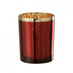 J-Line Teelichthalter M rot/goldfarben 12,5 cm