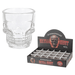Schnapsglas Totenkopf, transparent, 4cl