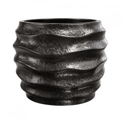 D&M Depot Blumentopf, geriffelt, schwarz, 19 cm