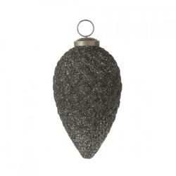 J-Line-Anhänger Tannenzapfen mit Glitzer, Glas, anthrazit, 13 cm