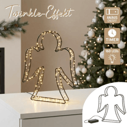 LED Engel, Twinkle, schwarz, 160LEDs, ca. 32cmH