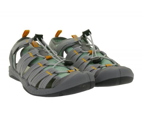 Bequeme KEEN Drift Creek H2 Damen Sandalen EVA-Innensohle mit Fu&szlig;gew&ouml;lbeunterst&uuml;tzung Sommer-Schuhe 1028557 Grau/Gr&uuml;n