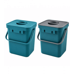 Bio-Abfall-Eimer 5 Liter mit Tragehenkel Mülleimer Haushalt 24x16 x15 cm Blau oder Blau/Grau