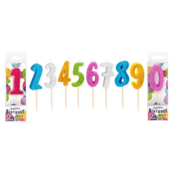 BIRTHDAY FUN - Zahlenkerzen Glitter Mini 0-9 Sortiment