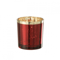 J-Line Teelichthalter S rot/goldfarben 8 cm