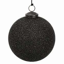 J-Line Black Glitter Christmas Ornament, 12 cm