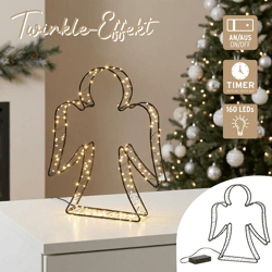 LED Engel, Twinkle, schwarz, 160LEDs, ca. 32cmH
