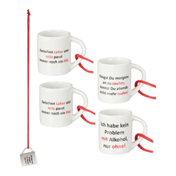 Mini cup XL w. Slogan, to hang around the neck, 4/s