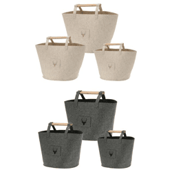 Felt Deer Storage Basket, Set of 3, Round, 2/set