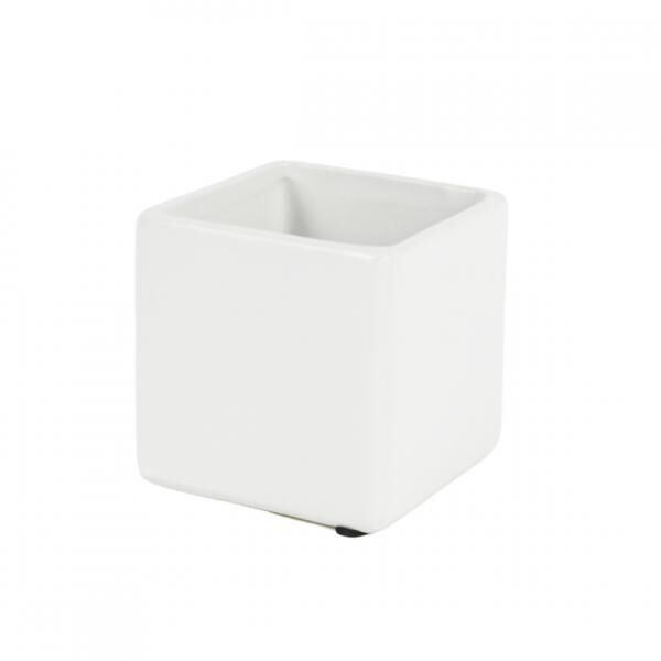 D&M Blumen-Topf, quadratisch, Basic, mattweiß, 7 cm