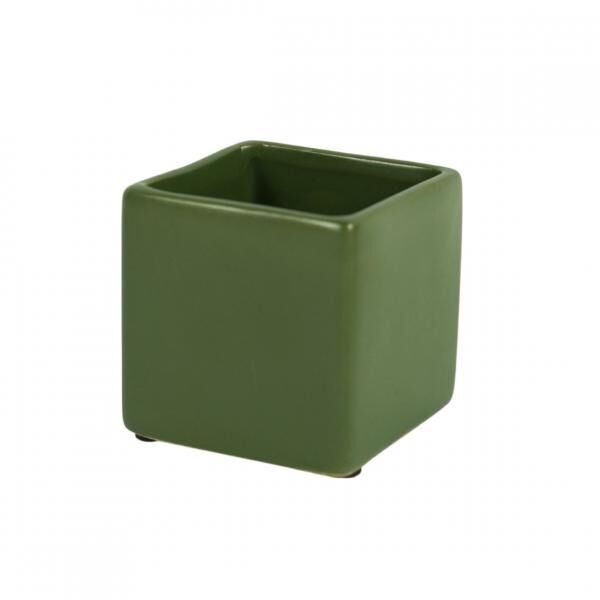 D&M Blumentopf, quadratisch, Basic, matt, khaki, 7 cm