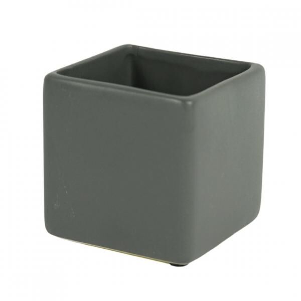 D&M Blumentopf, quadratisch, Basic, mattgrau, 11 cm