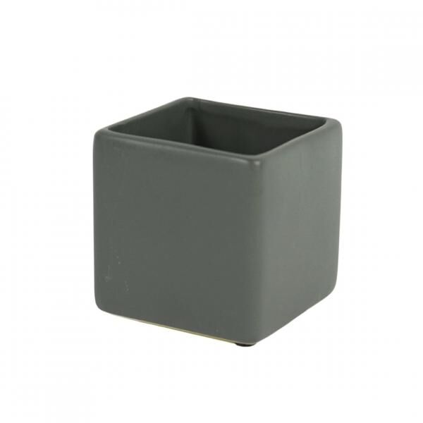 D&M Blumentopf, quadratisch, Basic, mattgrau, 7 cm