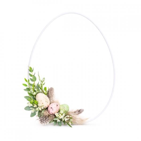 Decoration ring Egg metal white 24 x 35 cm