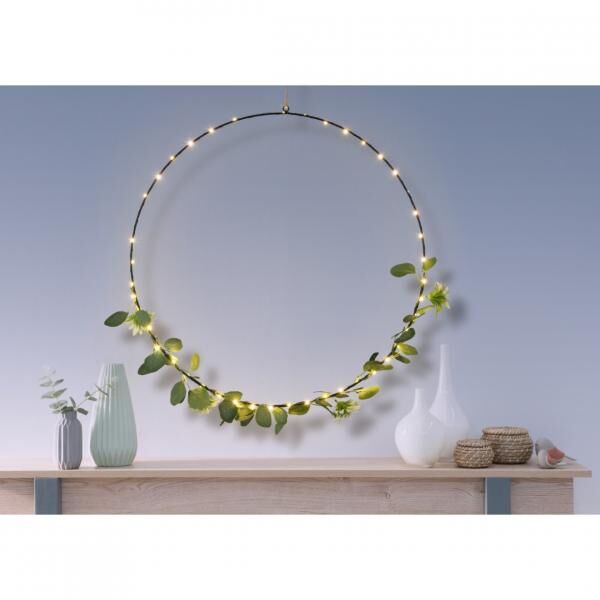 Hanging decoration ring Botanical LED on battery 60 cm