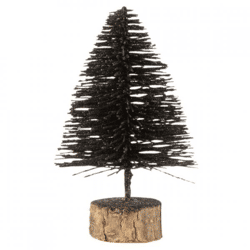 J-Line Weihnachtsbaum, glitzernd, schwarz, 15 cm