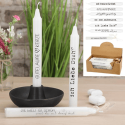 Stick Candle with Saying 2, 19x2 cm, 6 per set
