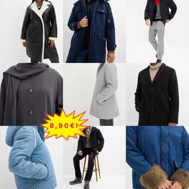Ab 8,90 €/Stück Herren- und Damenjacken sowie Mäntel, Kategorie A, Herbst/Winter, Neuware aus Deutschland, ab 20 Stück, sofort lieferbar