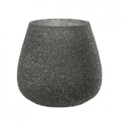 J-Line Teelichthalter, Glitzer, Anthrazit, 11 cm