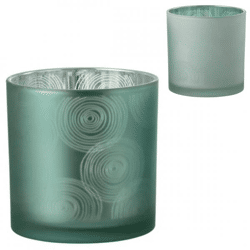 J-Line Windlicht „Spiralen“, blau, 15 cm, 2er-Set, sortiert