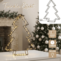 LED Baum, Twinkle, schwarz, 160LEDs, ca. 37cmH