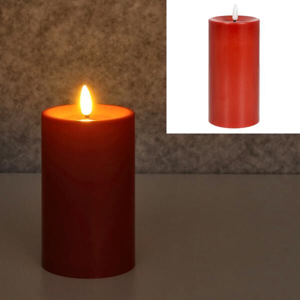 LED Candle, Kos, Red, Outdoor, M, approx. 12.5 cm H
