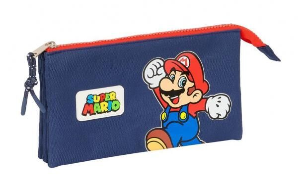 Safta Super Mario World - Pencil case with 3 compartments - 22 cm