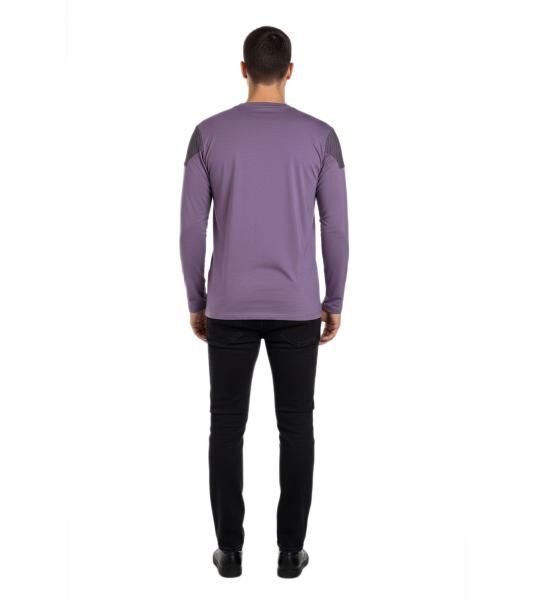 Trendiges Herren Longsleeve V-Ausschnitt Washed Print Design Slim Fit Langarm-Shirt 10117 Violett