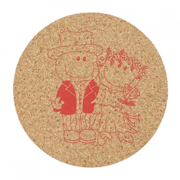 Untersetzer Kork Ehepaar rot 9,5 cm 4 Stk.