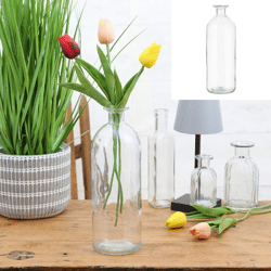 Vase, glass, bottle, round, L, ca.8,5x26cmH