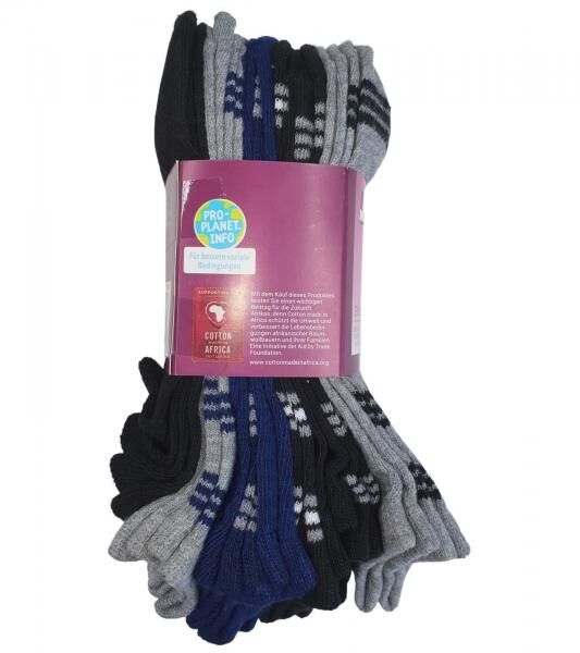 12 Paar Baumwoll-Str&uuml;mpfe mit Komfortbund nachhaltige Sneaker-Socken mit verschiedenen Mustern Schwarz/Grau/Blau