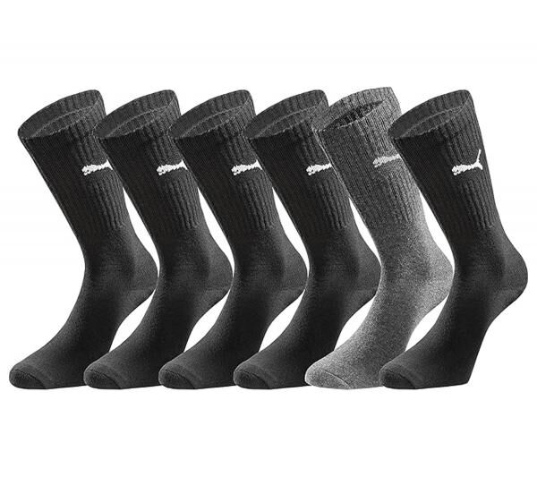 6 Paar PUMA Crew-Socken dickere Business-Strümpfe mit gepolsterten Fußbereich Baumwoll-Socken atmungsaktive Alltags-Socken lange Strümpf