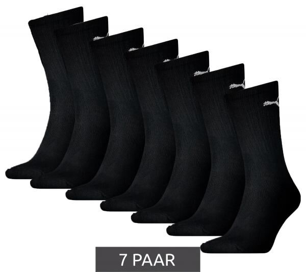 7 Paar PUMA schlichte Sport-Socken Baumwoll-Socken Tennis-Socken lange Str&uuml;mpfe 701222094 003 Schwarz