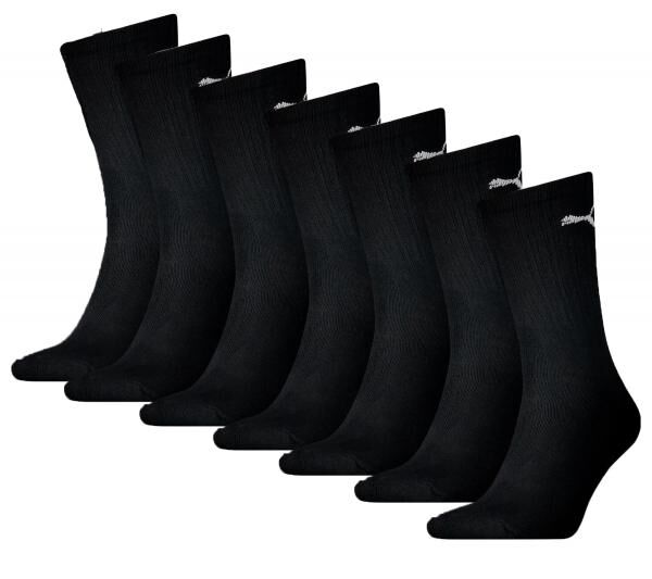 7 Paar PUMA schlichte Sport-Socken Baumwoll-Socken Tennis-Socken lange Str&uuml;mpfe 701222094 003 Schwarz