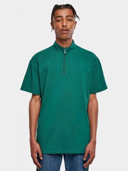 Casual Urban Classics Men's T-Shirt with Zipper, Oversized, 220 g/m², Cotton, Green