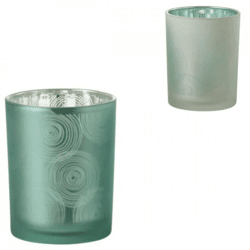 J-Line Windlicht „Spiralen“, blau, 12,5 cm, 2er-Set, sortiert