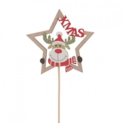 Weihnachtskerzenhalter aus Holz „Rentier Xmas“, 16 cm