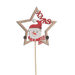 Weihnachtskerzenhalter aus Holz „Schneemann Xmas“, 16 cm