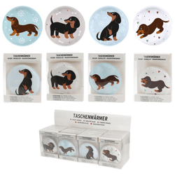 Taschenheizkissen Dackel, rund, 4/s, ca.9cmD