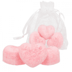 Bernsteinwürfel „Herz-Orchidee“, 2,5 cm, Organza-Säckchen mit 3 Stück