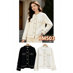 HM503-Ro – Damen-Strickjacke mit Zierborten