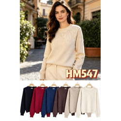 HM547-Ro – Damen-Strickpullover mit Ziermuster