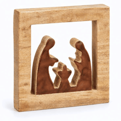 J-Line Krippe aus Holz, braun, 21 cm