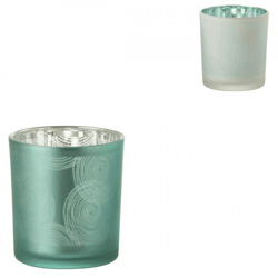 J-Line Teelichthalter „Spiralen“, blau, 8 cm, 2er-Set, sortiert