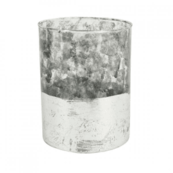 Teelichthalter aus Glas, silberfarben, 13 cm
